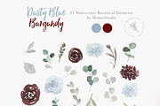 Dusty Blue and Burgundy Florals, a Work Illustration by Momo Studio (Thumbnail 6 of 12)