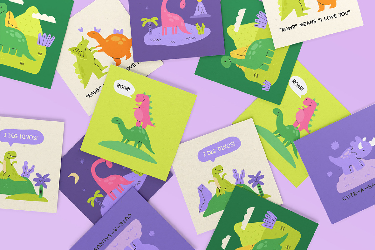 Dinosaur World | Graphic collection, an Illustration by katieromanoff_art (Photo 2 of 13)