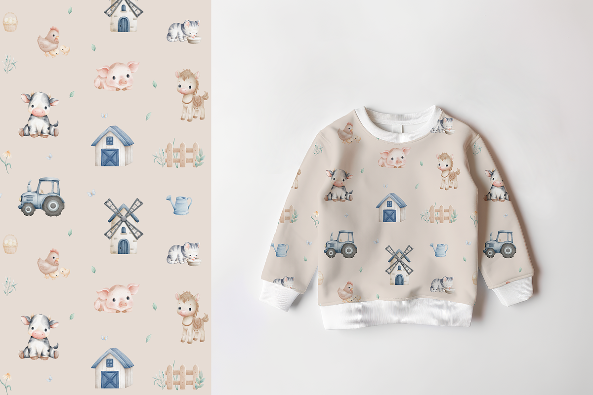 Farm Animals & Tractor Pattern Set, a Pattern Graphic by tetiartline (Photo 7 of 8)
