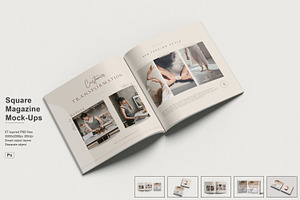Square Magazine Mockup, a Print Template by Pexelcorner