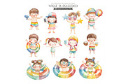 Pool Party, Summer Party Watercolor, an Illustration by CharmClipart (Thumbnail 3 of 10)