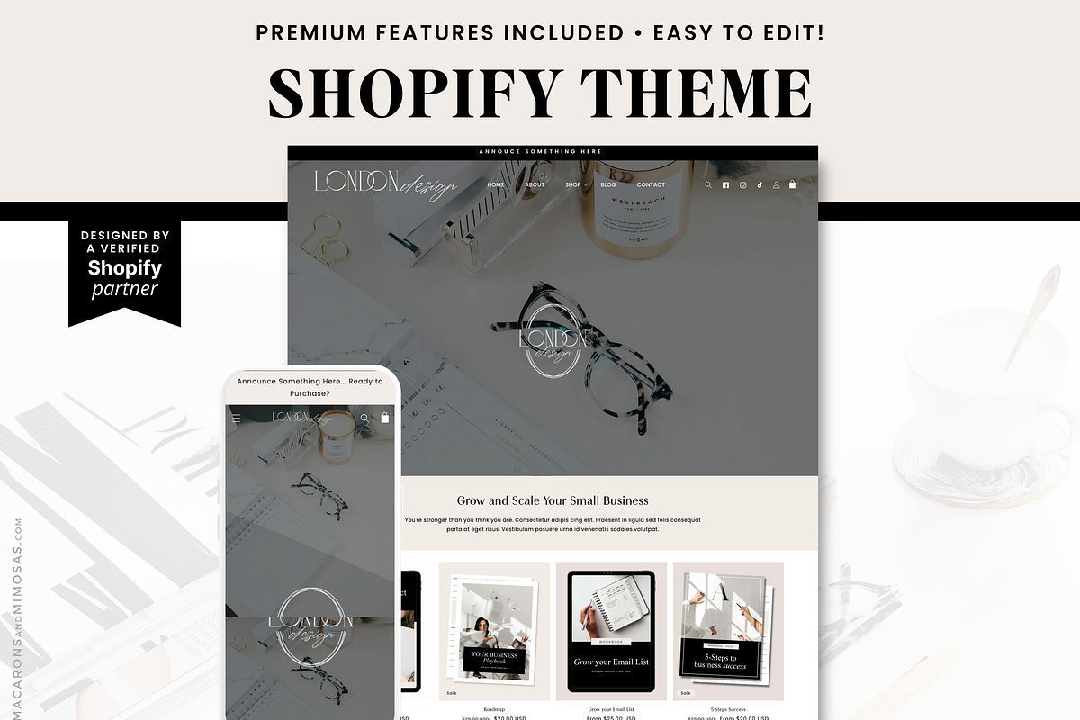 Modern Minimal Luxe Shopify Theme, a Shopify Template by Macarons and Mimosas (Photo 1 of 10)
