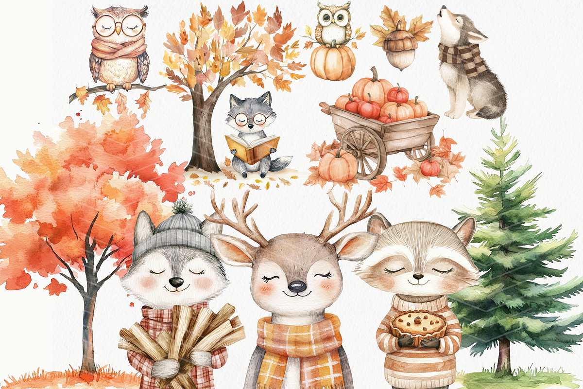 Whimsical Woodland Clipart Fall, an Animal Illustration by ClipArtCharm (Photo 5 of 6)