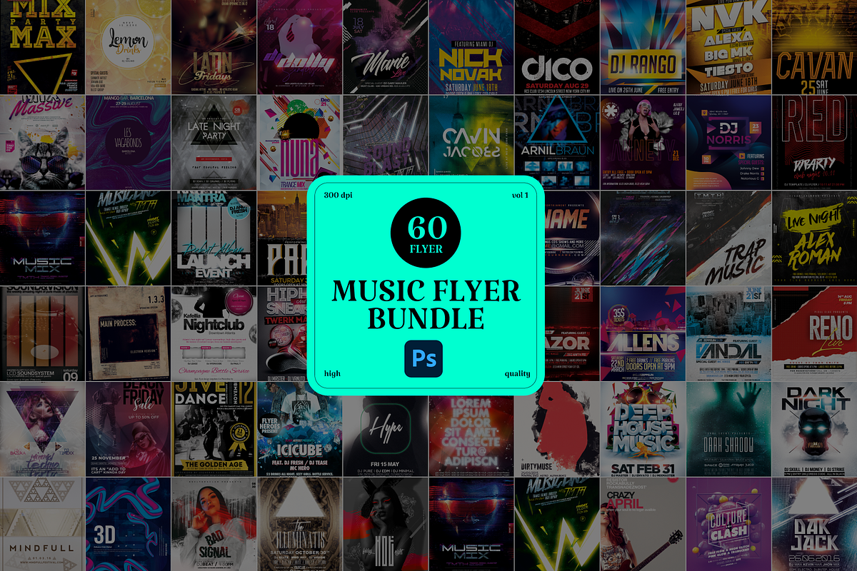 60 Music Flyer Bundle, a Design Template by PopotLane (Photo 1 of 5)