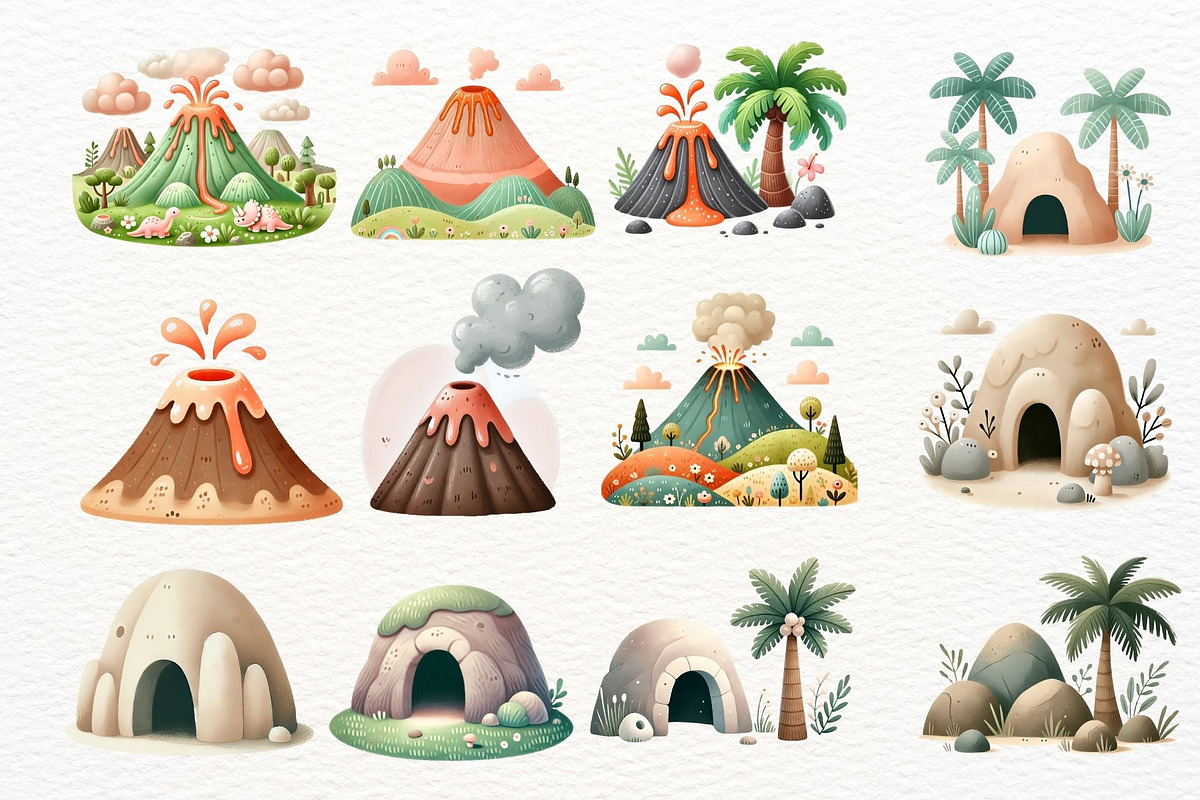 Watercolor Dinosaur Clipart Set, an Animal Illustration by Nicolle's Colorful Art (Photo 4 of 8)