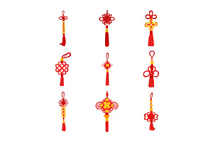 chinese lucky knot set cartoon, an Object Illustration by pikepicture