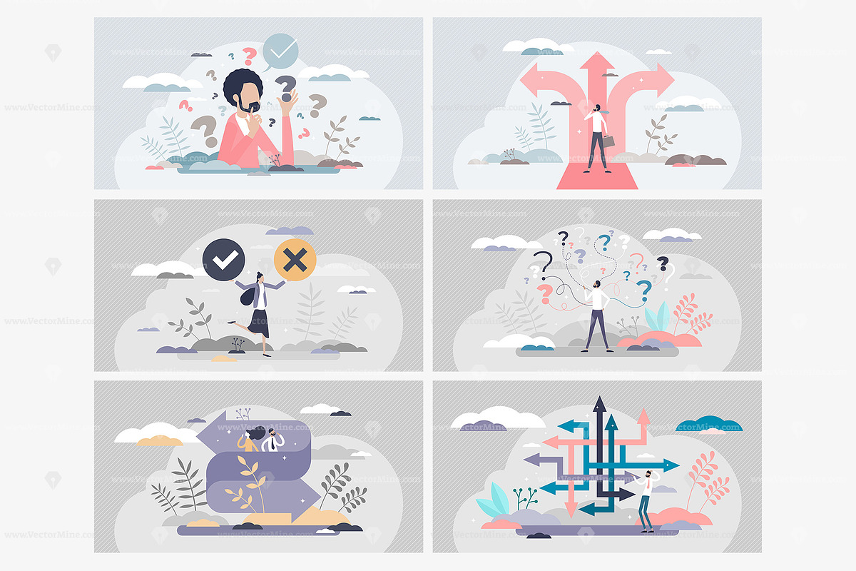 24 Decision Making Concepts, a Person Illustration by VectorMine (Photo 5 of 9)