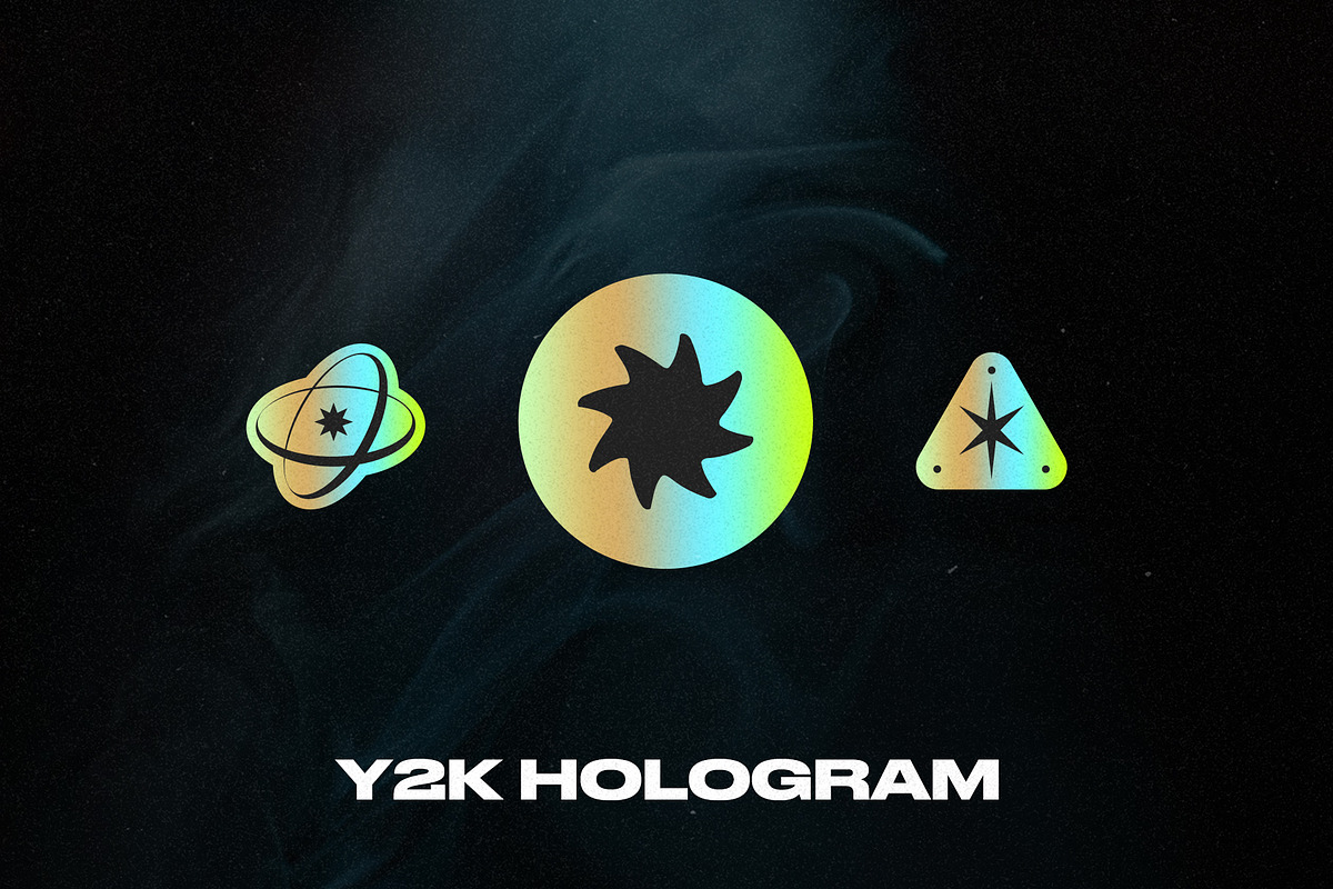 23 Y2K Hologram Badge Stickers, an Object Graphic by Parisa-Artstudio (Photo 6 of 7)