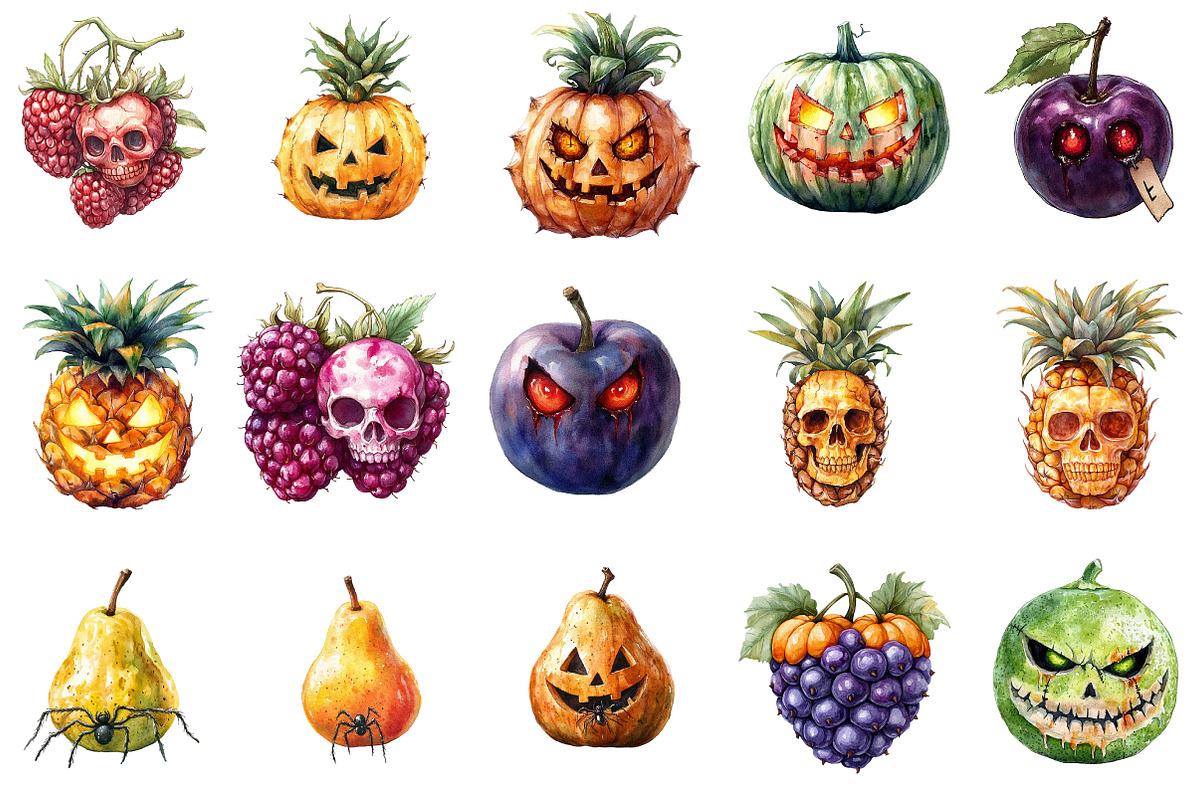 Halloween Fruit Mash-Up Clipart, an Illustration by DreamArtGraphic (Photo 4 of 5)
