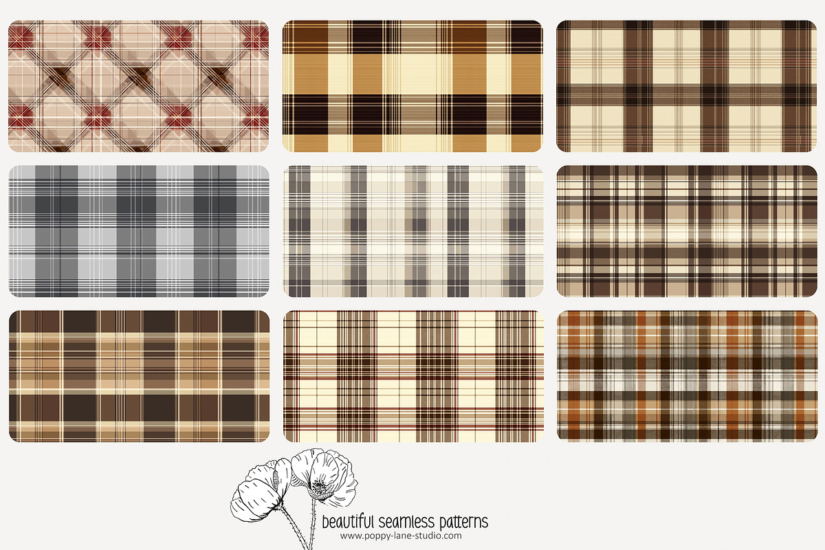 80 neutral plaid seamless pattern, a Pattern Graphic by Poppy Lane Studio (Photo 4 of 11)