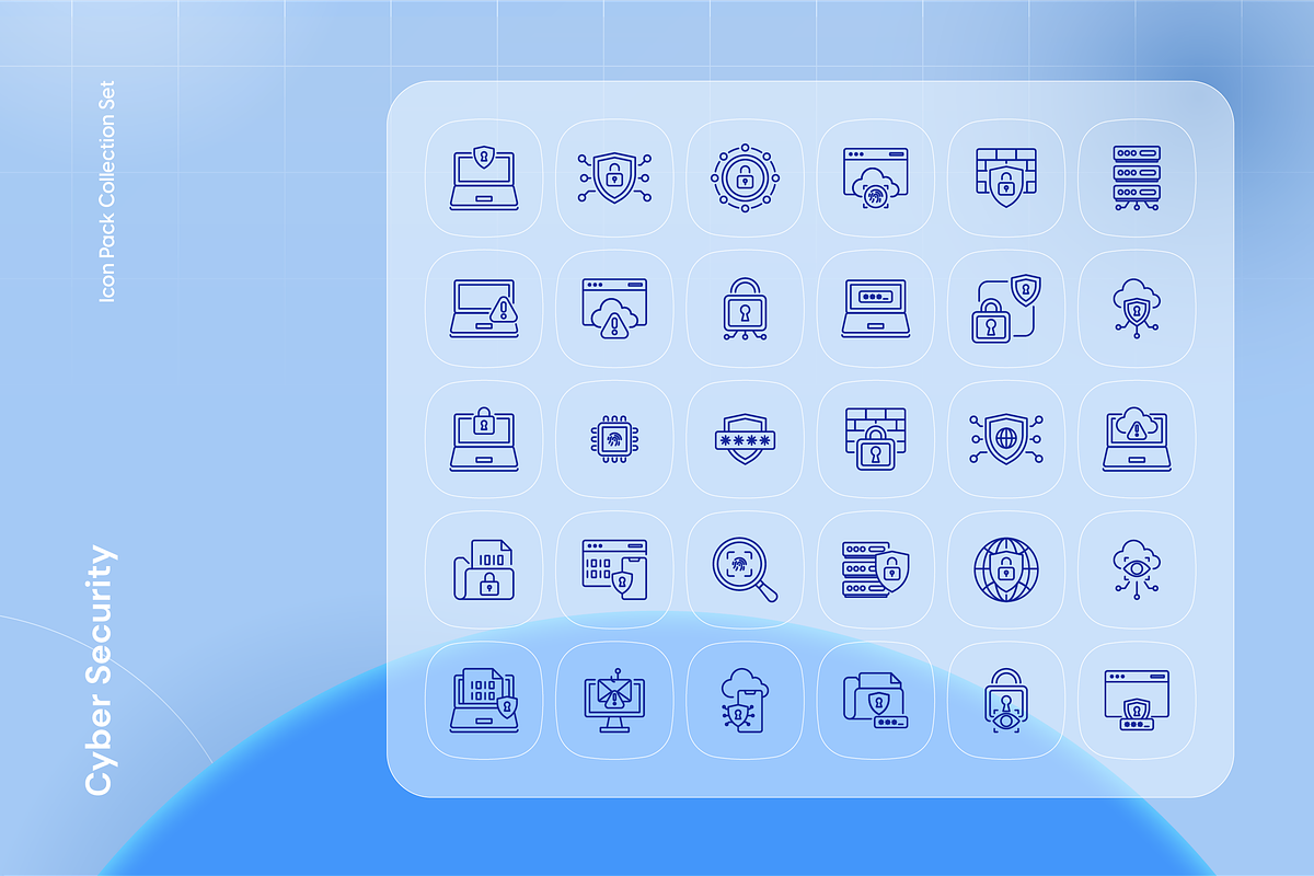 Cyber Security Icon Set, an Outline Icon by Nathaya Studio (Photo 2 of 2)