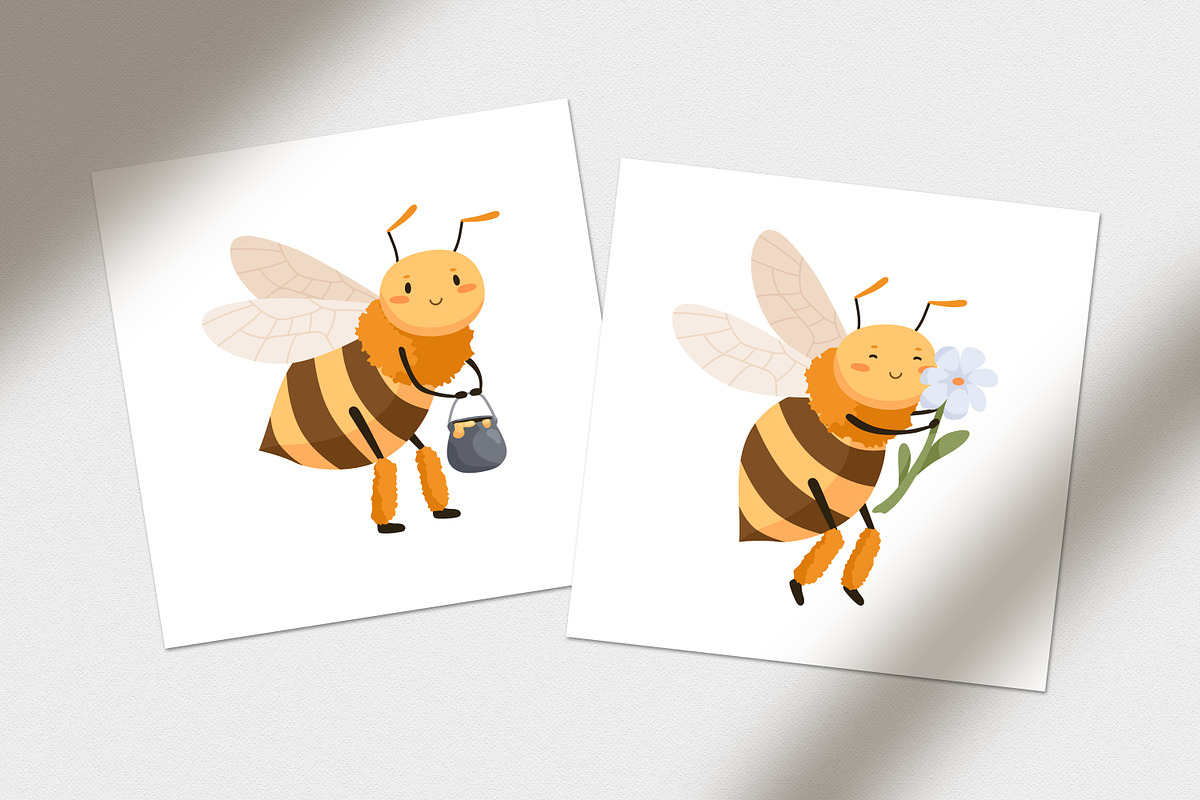 Cute bee, childish cartoon set, an Animal Illustration by Good Studio (Photo 5 of 6)