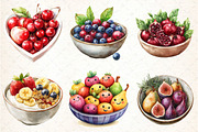 Watercolor Fruit Bowl Clipart Bundle, an Illustration by DreamCafeArt (Thumbnail 4 of 7)