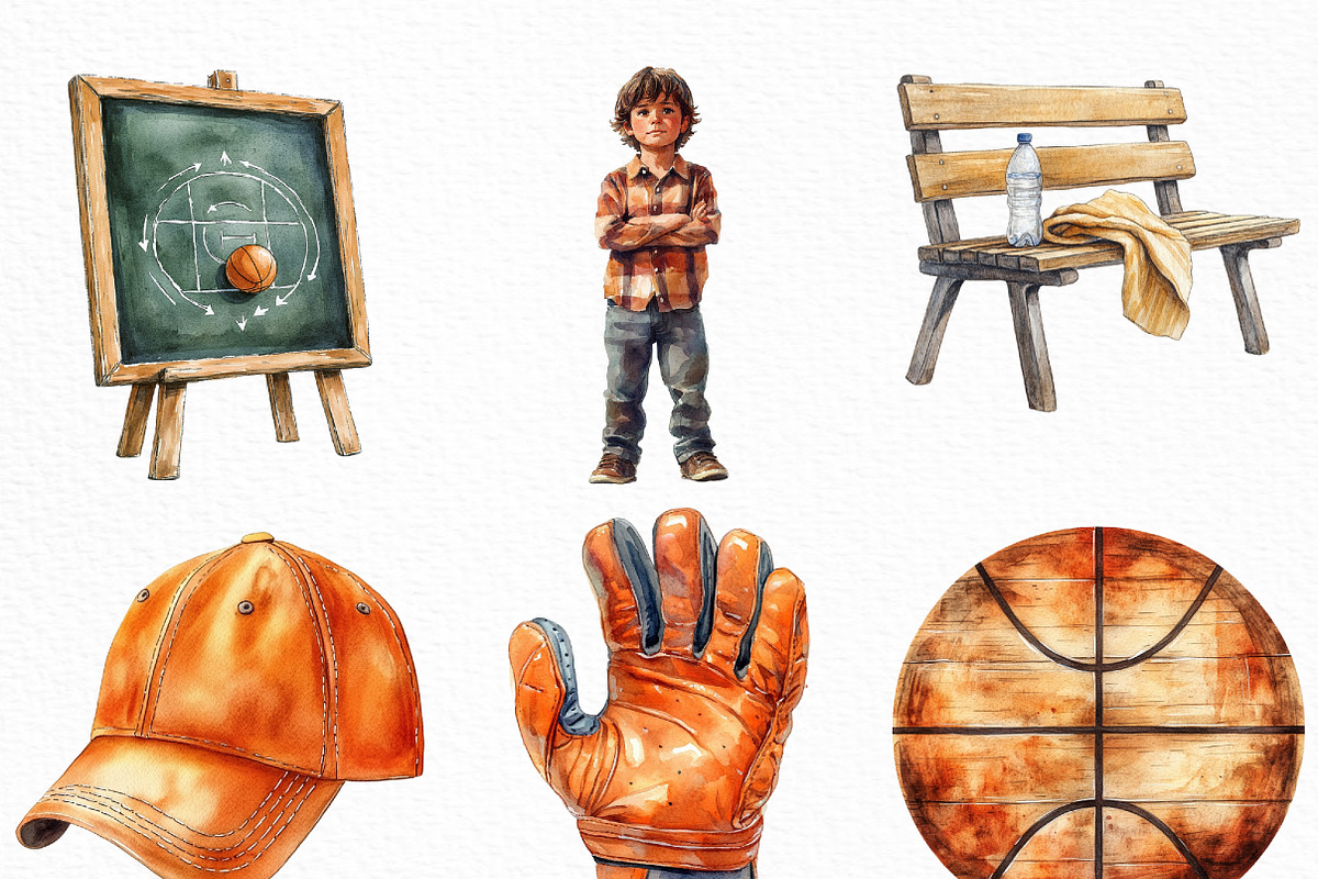 Watercolor Basketball Clipart Bundle, an Illustration by Craft Nest (Photo 3 of 6)