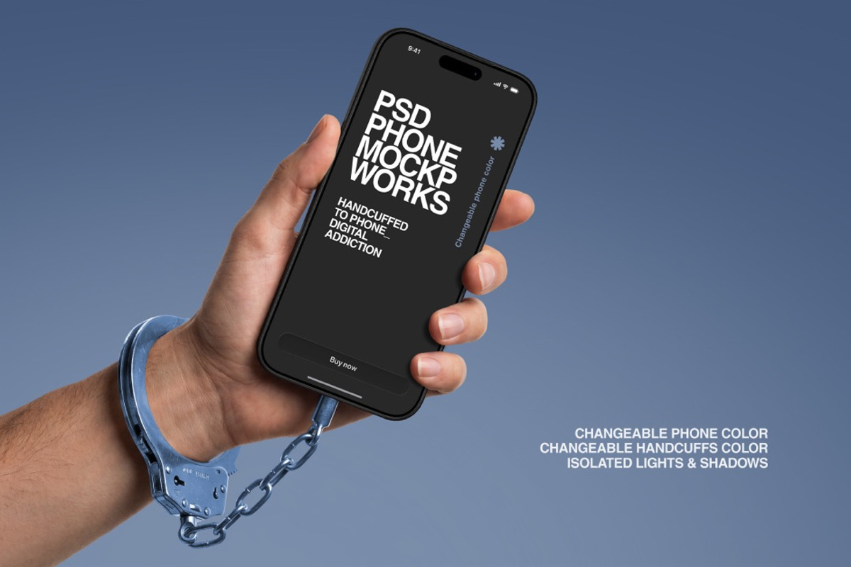 iPhone Mockup - Handcuffed to Phone, an iPhone Mockup by Avelina Studio (Photo 2 of 3)