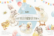 Farm Baby Animals Watercolor clipart, an Animal Illustration by Cat In Colour (Thumbnail 1 of 8)