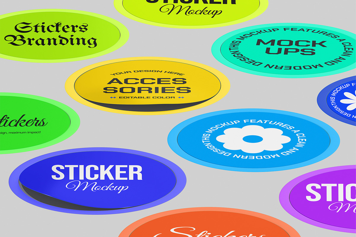 Stickers Mockup, a Merchandise Mockup by Unerispace (Photo 2 of 4)
