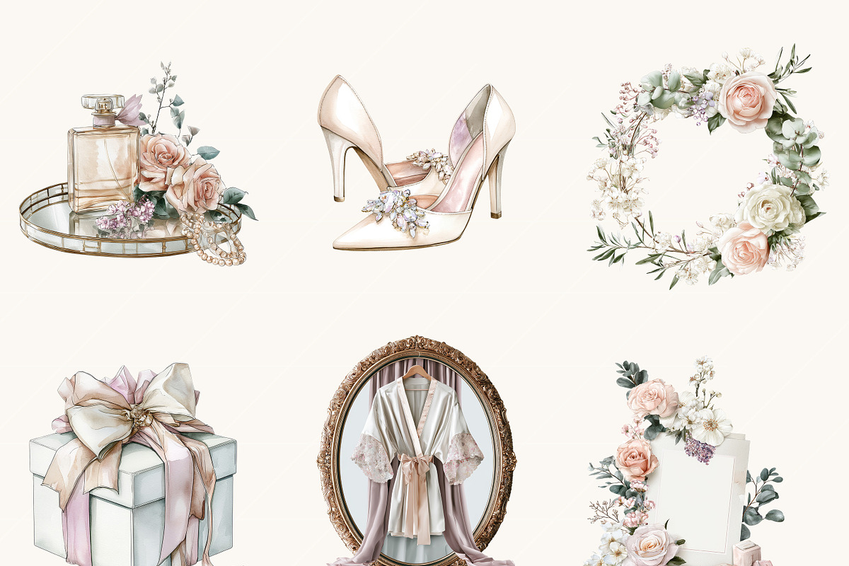 Watercolor Wedding Clipart Bundle, a Person Illustration by BusyDaydesign (Photo 4 of 9)