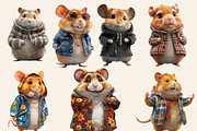 STYLISH HAMSTER FAMILY CLIPART PACK, an Animal Illustration by Daring Digies (Thumbnail 3 of 9)