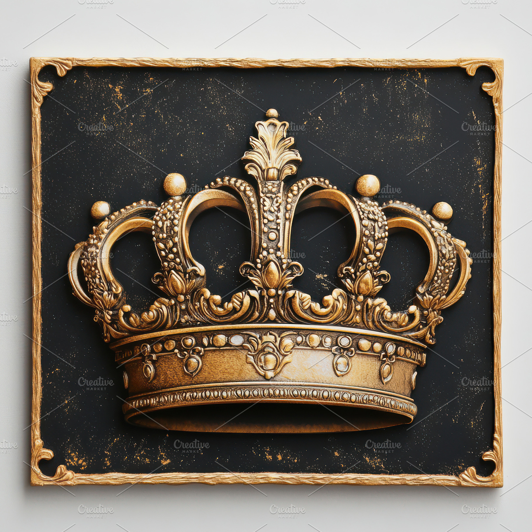 Ornate Gold Crown on Black Backgroun, an Abstract Photo by Pixeness