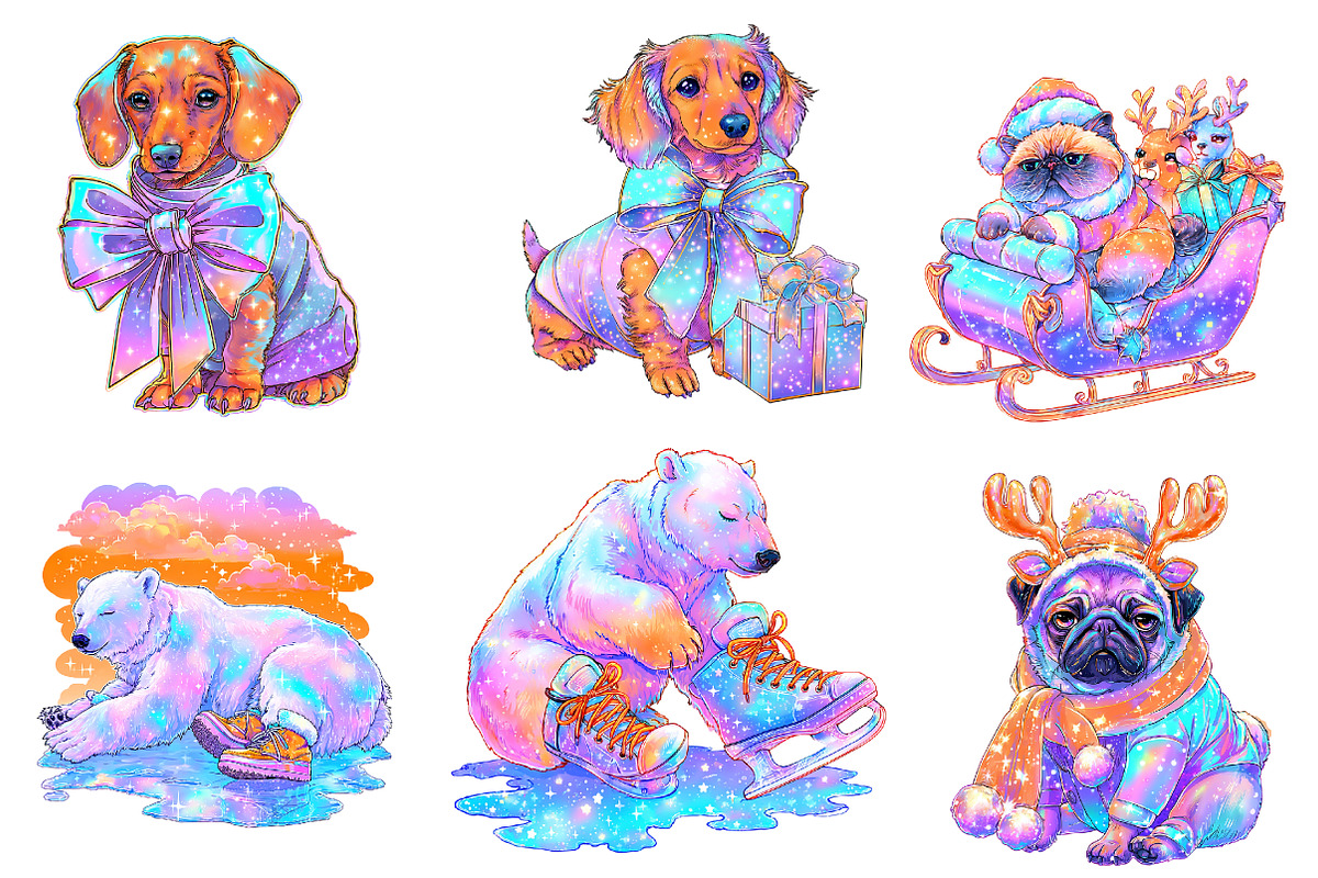 Funny Christmas Animals clipart, an Illustration by CreationArt (Photo 4 of 6)