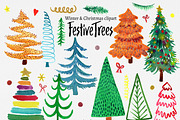 Festive Christmas Trees clipart, an Illustration by SandraGraphicDesign (Thumbnail 1 of 5)