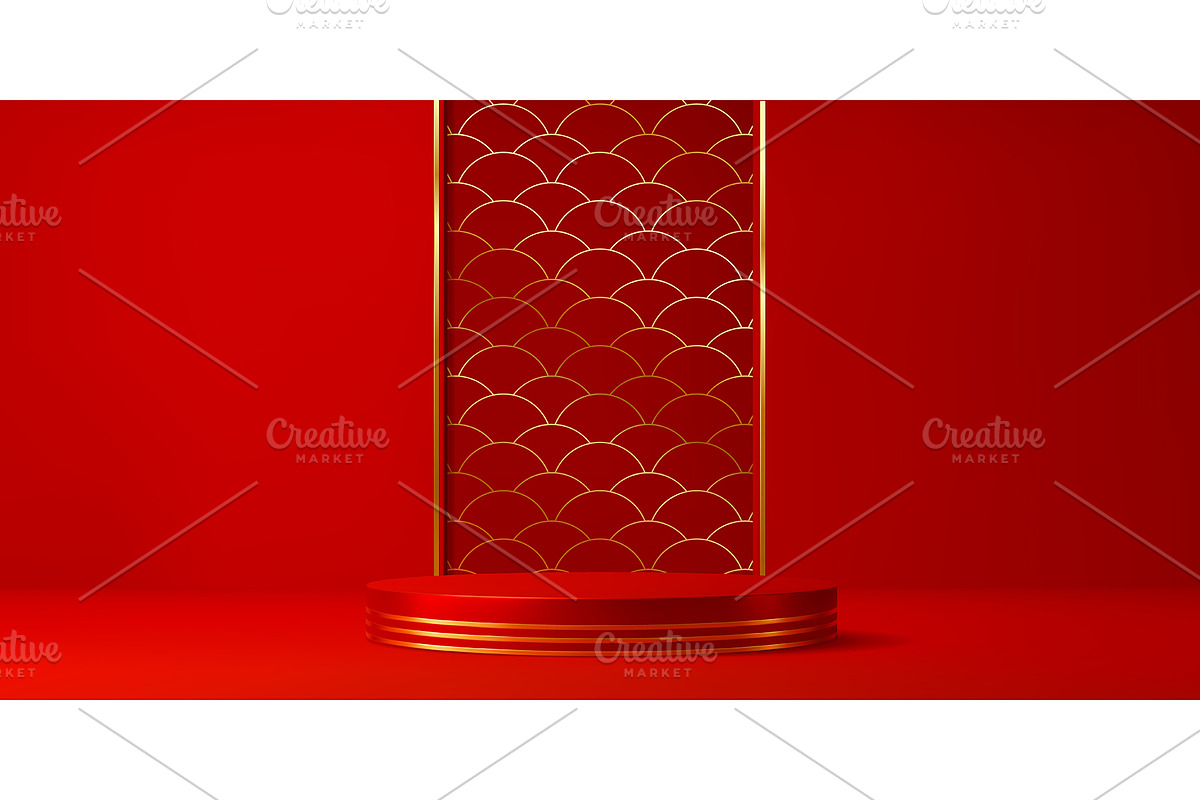 3d red podium with triple gold rings, an Illustration by Buch&Bee (Photo 1 of 3)