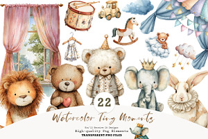 Watercolor Tiny Moments Clipart Set, a Seasonal Illustration by CreationArt
