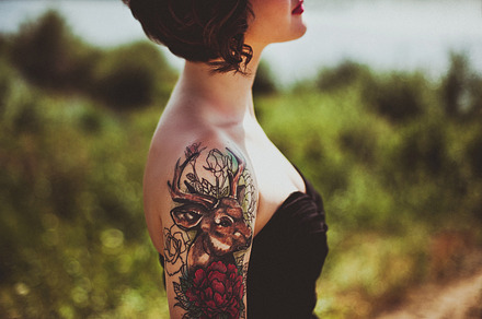 Girl with tattoo containing style, young, and caucasian