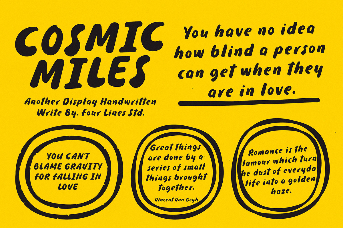 Cosmic Miles - Hand Drawn Font, a Sans Serif Font by Four Lines Std. (Photo 8 of 9)
