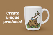 tree stump and ax in nature, a Person Illustration by gunaonedesign (Thumbnail 2 of 4)