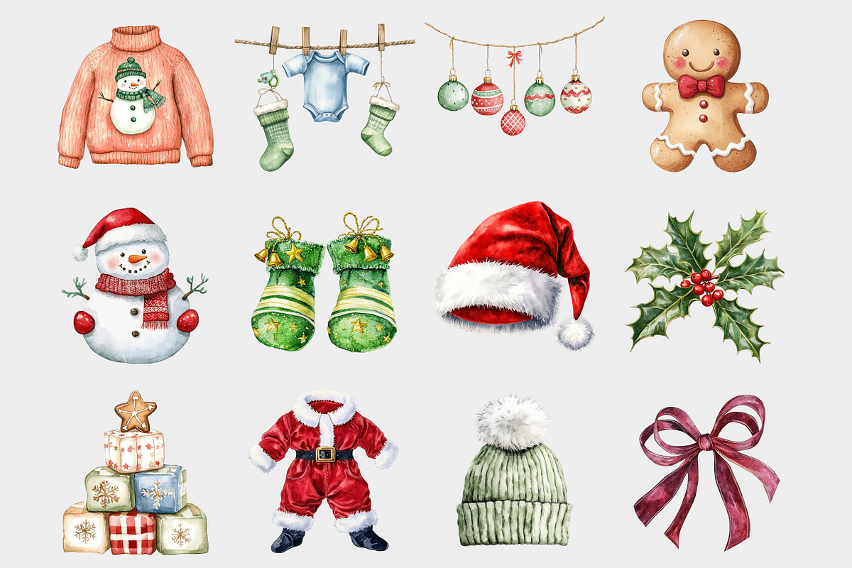 Cute Christmas Baby Clipart, a Seasonal Illustration by Design Market (Photo 5 of 5)
