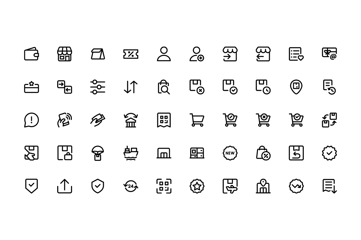 120 Modern E-commerce Shopping Icons, an Outline Icon by Icons Drop (Photo 6 of 6)
