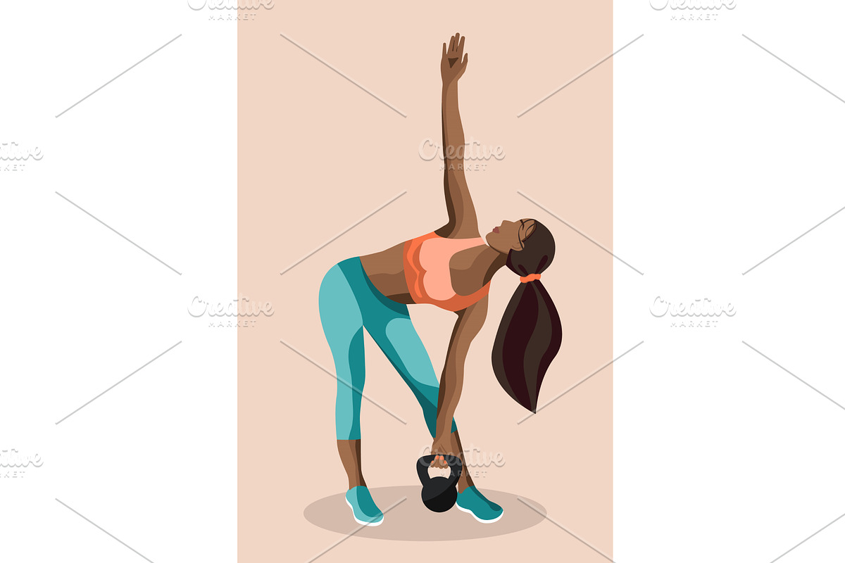 Stylish fitness woman performs, a Sport Illustration by okskukuruza