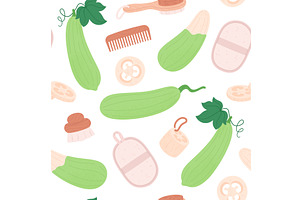 Loofah seamless pattern. Skincare, a Food Illustration by LadadikArt