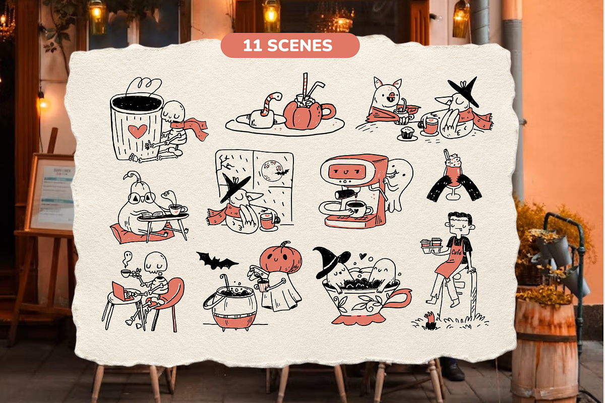 Halloween Clipart Hand-Drawn Doodles, a Decorative Illustration by Heartwarming Art (Photo 7 of 10)