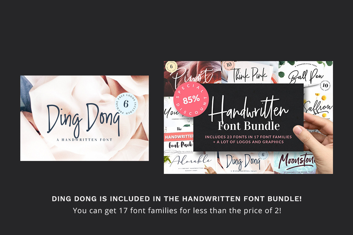 Ding Dong Handwritten Font + Logos preview 2
