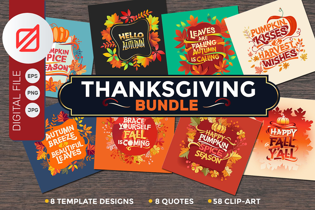 Fall and Thanksgiving Bundle Cards, an Illustration by defarmerdesign (Photo 1 of 4)