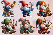 Watercolor Christmas Gnome Musicians, an Illustration by SVGArt (Thumbnail 3 of 8)