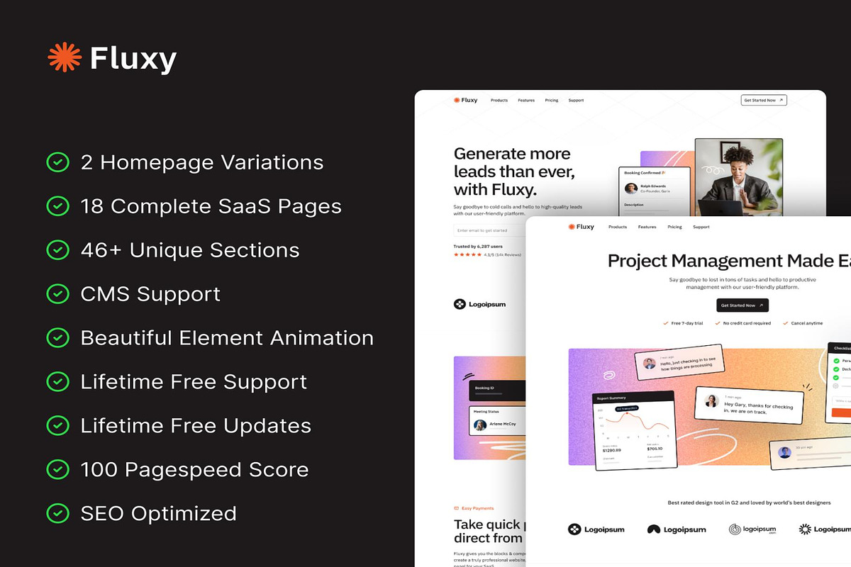 Fluxy Multi layout Framer, a Landing Page Template by Lumina_ui_ux202 (Photo 2 of 6)