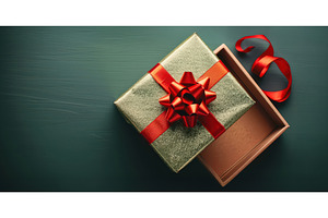 Opened gift box with glitter gold, a Holiday Photo by piter.goskov