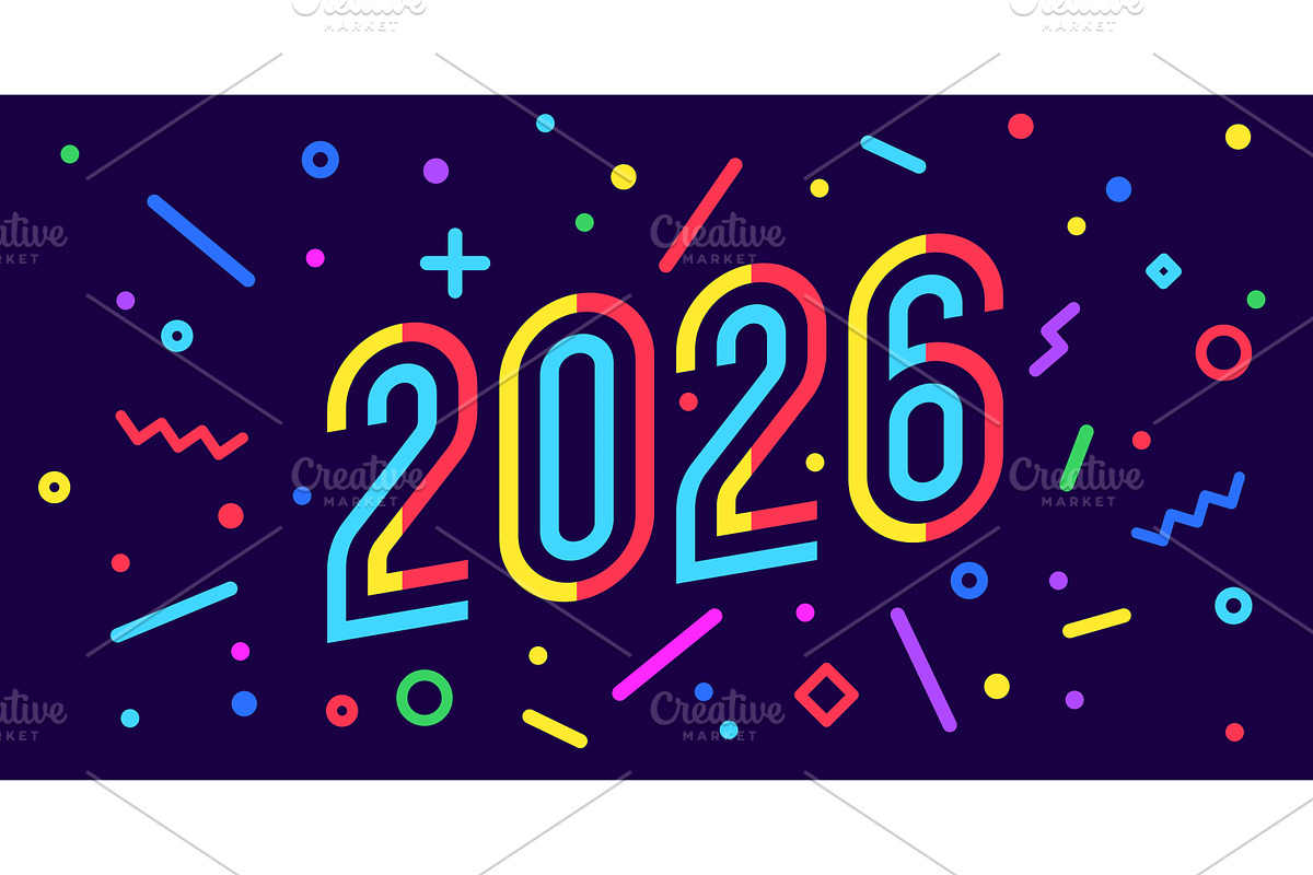 2026, Happy New Year. Greeting card, an Illustration by Foxys Graphic