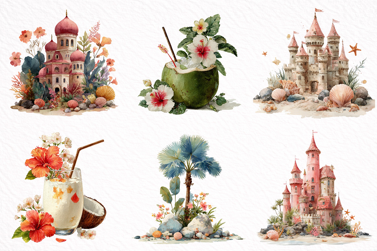 Watercolor Summer Clipart, an Illustration by DreamArtGraphic (Photo 5 of 8)