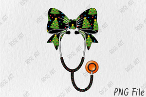 Christmas Nurse Coquette Bow Png, a Seasonal Illustration by Rose Art