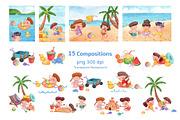 Kids Playing on the beach Watercolor, a Person Illustration by CreativeValuation (Thumbnail 4 of 15)
