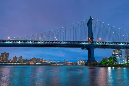 Manhattan Bridge at night NYC, an Architecture Photo by Munco Art & Design