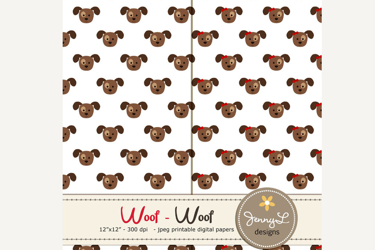 Dog Puppy Digital Papers, a Pattern Graphic by JennyL Designs (Photo 2 of 5)