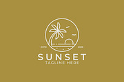 Sunset beach illustration logo, a Branding & Logo Template by Signatoro (Thumbnail 3 of 3)