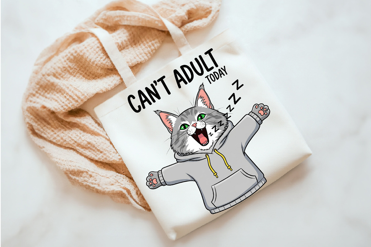 Funny Lazy Cat Sarcastic Sassy Adult, an Illustration by Watercolor design (Photo 3 of 3)
