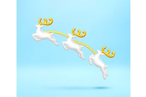 3d white christmas reindeer with, an Object Illustration by Abscent
